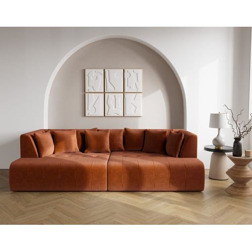 Canapé Droit 4 Places En Terracotta
