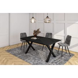 Table À Manger Effet Bois Noir 167x90x74cm