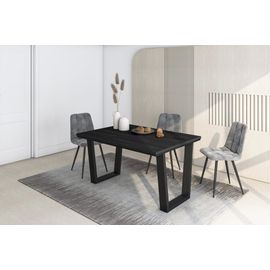 Table À Manger Effet Bois Noir 140x90x74cm