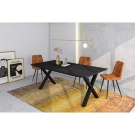 Table À Manger Effet Bois Noir 194x90x74cm