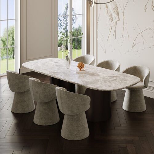 Fauteuil rotatif 180° velours texturé taupe