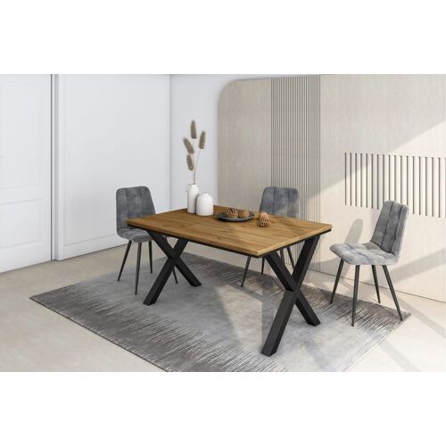 Table à manger effet bois de chêne 140x90x74cm