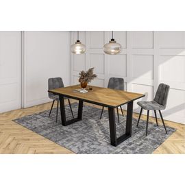 Table À Manger Effet Bois De Chêne Et Noir 167x90x74cm