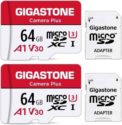 64gb Memory Card Pack Of 2 Cards, Camera Plus Series, Speed Up To 95mb/S. Ideal For Full Hd Video Drone Gopro Camera, U1 Micro Sdxc Card With Mini Shell And Sd Adapter.-Marque Générale