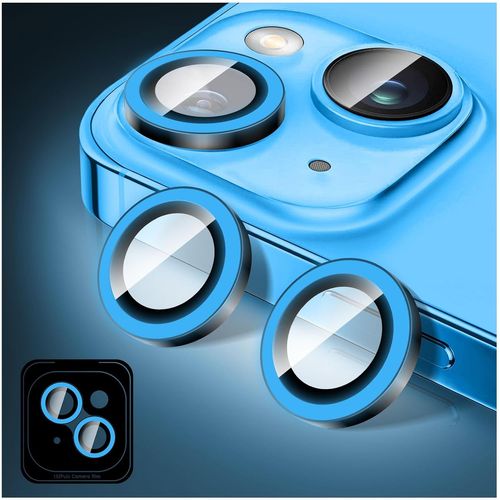 Kal-Lumineux Protecteur D'objectif D'appareil Photo Pour Iphone 14/Iphone 14 Plus, Autocollants De Film De Couverture De Caméra En Verre Trempé, Anneaux En Alliage À Alignement Automatique