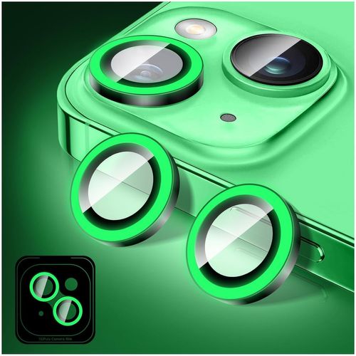 Kal-Lumineux Protecteur D'objectif D'appareil Photo Pour Iphone 14/Iphone 14 Plus, Autocollants De Film De Couverture De Caméra En Verre Trempé, Anneaux En Alliage À Alignement Automatique