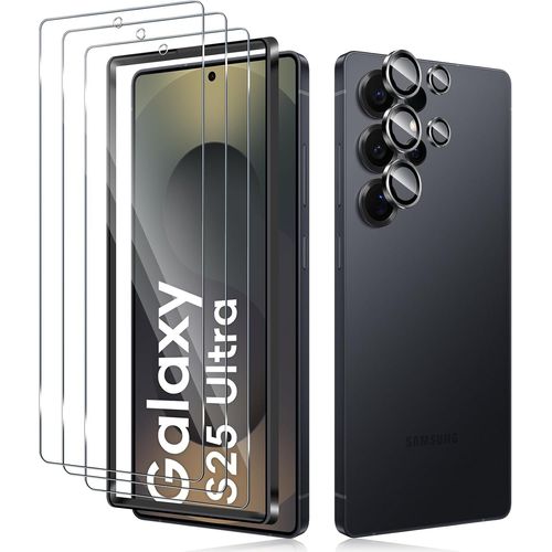 3 Pièces Verre Trempé Pour Samsung Galaxy S25 Ultra Et 1 Pièces Caméra Arrière Protecteur, 0.33mm Film Protection Écran, 9h Dureté, Anti Rayures, Hd Vitre Protection Écran Protection Camera