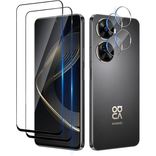 Cauc-Verre Trempé À Couverture Complète Pour Huawei Nova 12 Se Et Caméra Arrière Protecteur [2+2 Pièces], [9h Dureté] Sans Bulles, Hd Ultra Résistant Film Protection Écran Vitre Trempé