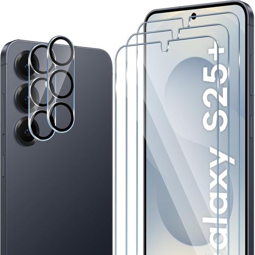 Compatible With Samsung Galaxy S25 Plus/S25+ 5g Tempered Glass,3 X Screen Protectors + 2 Camera Protectors,9h Hardness Bubble-Free Anti-Oil/Anti-Scratch/Anti-Fingerprint Hd Screen Protector