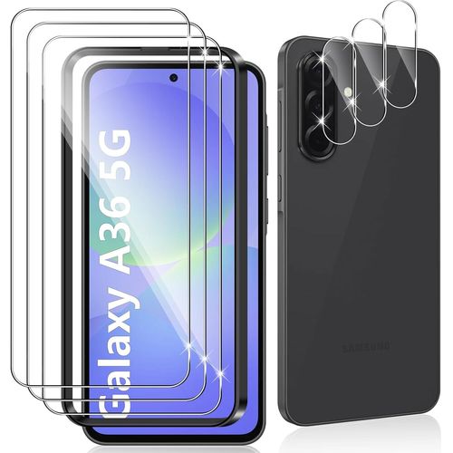 CAUC-3 Pièces Verre Trempé pour Samsung Galaxy A36/A36 5G, 3 Pièces Caméra Arrière Protecteur,9H Dureté/Anti-Rayures/Sans Bulles/Ultra Résistant,Protection écran