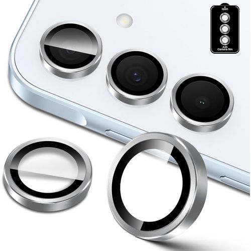 For Samsung Galaxy A35 5g Protection Camera, 9h Individual Lens Screen Protectors, Metal Ring + Tempered Glass, Hd Anti-Scratch Protector Film \ Silver