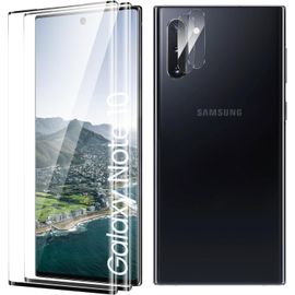 Verre Trempé Pour Samsung Galaxy Note 10, Film Protection Écran, [Sans Bulles D'air] [Ultra Résistant] [Anti-Rayures] 2 Pièces Verre Trempé + 2 Pièces Caméra Protection Écran