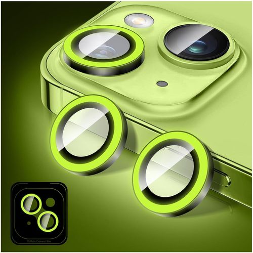 Kal-Lumineux Protecteur D'objectif D'appareil Photo Pour Iphone 14/Iphone 14 Plus, Autocollants De Film De Couverture De Caméra En Verre Trempé, Anneaux En Alliage À Alignement Automatique