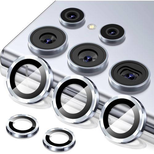 Protège-lentille caméra Samsung Galaxy S25 Ultra - Verre trempé HD 9H, bague aluminium anti-rayures, anti-traces, bleu