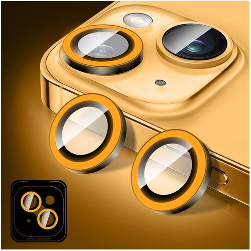 Kal-Lumineux Protecteur D'objectif D'appareil Photo Pour Iphone 14/Iphone 14 Plus, Autocollants De Film De Couverture De Caméra En Verre Trempé, Anneaux En Alliage À Alignement Automatique