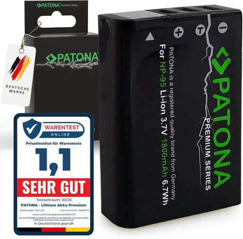 Premium NP-95 Batterie 1800mAh Compatible avec Fuji Fujifilm FinePix F30 F31fd Real 3D W1 XS1 X30 X70 X100 X100S X100T X 30 70 100 100S 100T F 30 31 FD NP95 NP 95