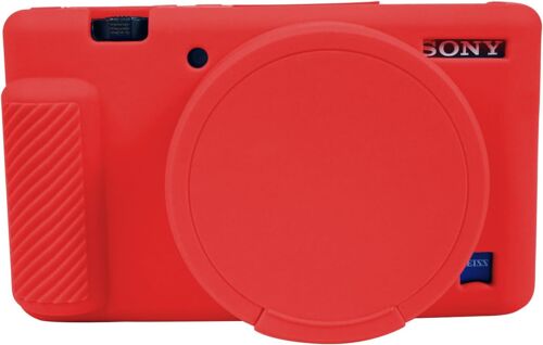 Étui de protection en silicone pour appareil photo Sony ZV-1,ZV1 avec capuchon d'objectif amovible pour appareil photo numérique Sony ZV 1,rouge