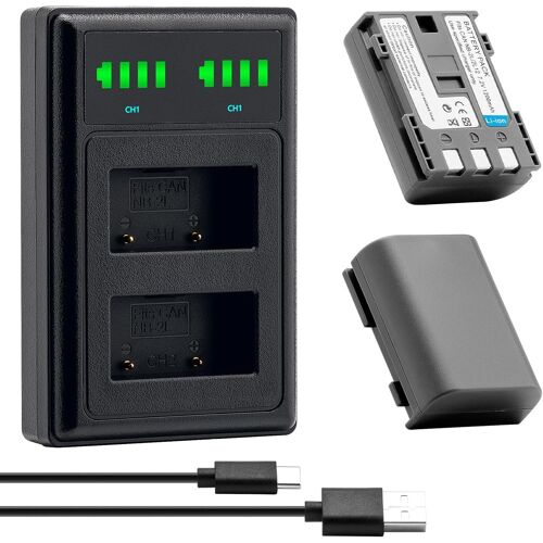 BIBT-Lot De 2 Batteries Nb-2L Nb-2Lh + Chargeur Double Usb Pour Appareils Photo Canon Eos 350D 400D Md265 Mv960 Powershot G7 G9 S70 S80 Zr950 Zr960 Hg10 Hv40