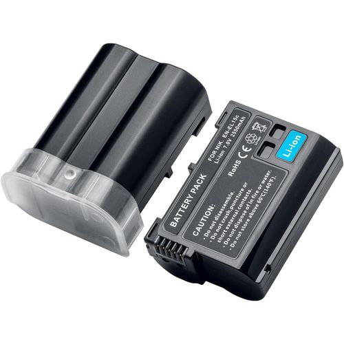EN-EL15/EL15a/15b Batterie Rechargeable 2550mAh(2 pièces) Compatible Nikon D7000,D7100,D7200,D7500,D500,D600,D600E,D610,D750,D780,D800,D800E,D810,D810E,D850,V1,Z5,Z6,Z7,Z62