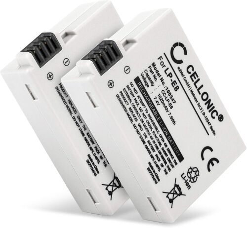 Batterie pour Caméra, Compatible avec Canon EOS Rebel T5i, 600D, 550D, LP-E8, 700D (7.4V, 1020mAh) 2 Pièces