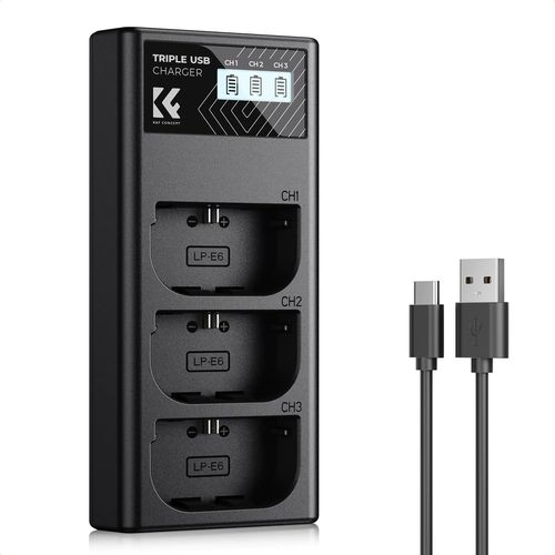 SUBZONAL-K&F CONCEPT LP-E6NH/LP-E6N/LP-E6 Chargeur 3 Slot R7 Batterie Chargeur avec Écran LCD pour Canon EOS R5 R6 R7 5D 6D 7D Mark II Caméras