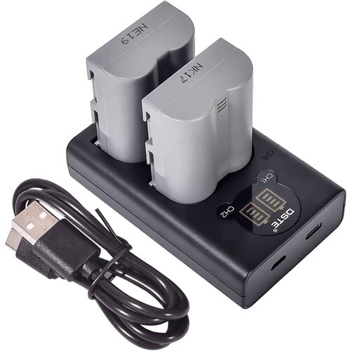 2-Pack Batteries + Dual USB Chargeur pour Nikon EN-EL3E D30 D50 D70 D70S D80 D90 D100 D200 D300 D300S D700