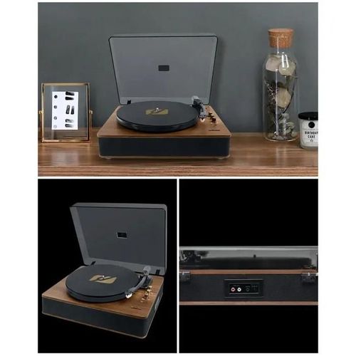 Platine DISQUE Vinyle BOIS VALISE sur batterie Vintage Bluetooth 5.0 33 45 78 Tours Stéréo RCA Bluetooth