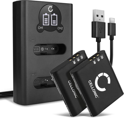 BIBT-Batterie Pour Caméra,Compatible Avec Ricoh Gr Iii,Db-110,Iiix,Wg-6,G900Se,G900 (3.7V,1100Mah) 2 Pièces + Double Chargeur