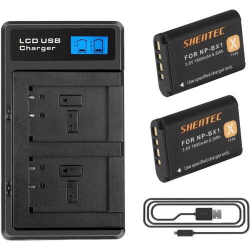 2X 1800mAh 1800mAh Batterie NP-BX1 Compatible avec Sony NP-BX1 M8 et Sony CyberShot DSC HX90 HX95 HX99 RX100 WX350 HX400V HDR AS100V FDR X1000 X3000