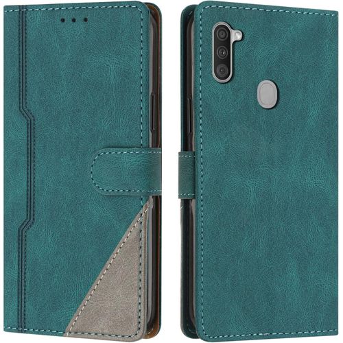 Coque Pour Galaxy A11, Housse En Cuir Pu Portefeuille, Etui De Protection A Rabat Magnetique Coque Pour Samsung Galaxy A11, Vert