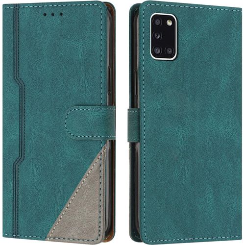 Sjzg-Coque Pour Samsung Galaxy A31, Housse Etui Portefeuille Cuir Multifonction, Fermeture Magnétique À Clapet Anti-Choc [Fonction Support] Flip Case Compatible Avec Samsung Galaxy A31 (Vert)