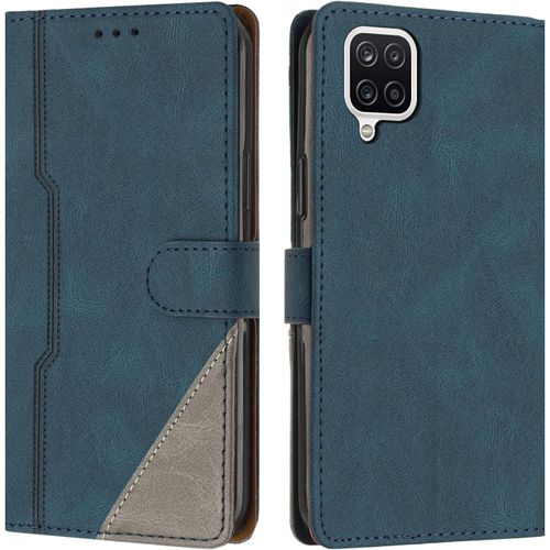Sjzg-Coque Pour Samsung Galaxy A12 / M12, Housse Etui Portefeuille Cuir Multifonction, Fermeture Magnétique À Clapet Anti-Choc [Fonction Support] Flip Case Compatible Avec Samsung A12 / M12 (Bleu)