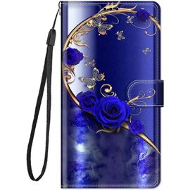 Kal-Coque Pour Samsung Galaxy A51 4g Pu Cuir À Rabat Housse Étui Avec Mignonne Motif Dessin Design, Antichoc Portefeuille Etui Flip Folio Case Cover Pour Galaxy A51 4g, Rose Bleue