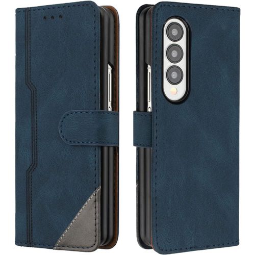 Kal-Coque Pour Samsung Galaxy Z Fold 3, Housse Etui Portefeuille Cuir Multifonction, Fermeture Magnétique À Clapet Anti-Choc [Fonction Support] Flip Case Compatible Avec Samsung Z Fold 3 (Bleu)