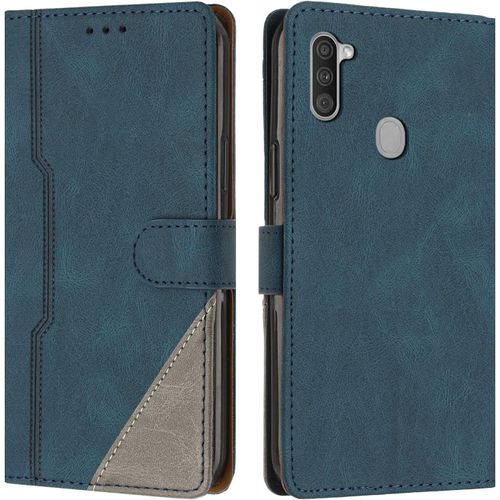 Coque Pour Galaxy A11, Housse En Cuir Pu Portefeuille, Etui De Protection A Rabat Magnetique Coque Pour Samsung Galaxy A11, Bleu