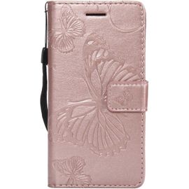 Sjzg-Coque Pour Galaxy A3 2017, Papillon Imprimé Pu En Cuir Coque Magnétique Portefeuille Tpu Étui Housse Pour Samsung Galaxy A3 2017 - Or Rose