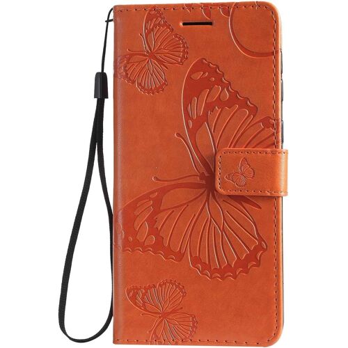 SJZG-Coque Pour Galaxy A40S / Galaxy M30, Papillon Imprimé Pu En Cuir Coque Magnétique Portefeuille Tpu Étui Housse Pour Samsung Galaxy A40S / Galaxy M30 - Orange