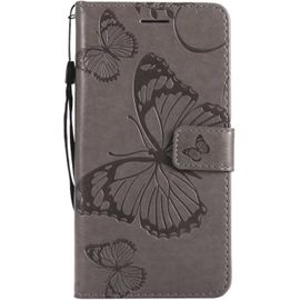Kalanka-Coque Pour Galaxy J5 2017, Papillon Imprimé Pu En Cuir Coque Magnétique Portefeuille Tpu Étui Housse Pour Samsung Galaxy J5 2017 - Gris