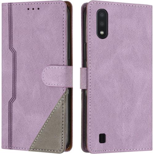 Sjzg-Coque Pour Samsung Galaxy A10 / M10, Housse Etui Portefeuille Cuir Multifonction, Fermeture Magnétique À Clapet Anti-Choc [Fonction Support] Flip Case Compatible Avec Samsung A10/M10 (Pourpre)