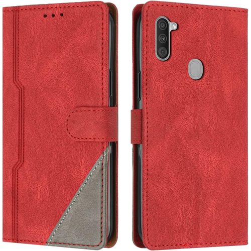 Coque Pour Galaxy A11, Housse En Cuir Pu Portefeuille, Etui De Protection A Rabat Magnetique Coque Pour Samsung Galaxy A11, Rouge