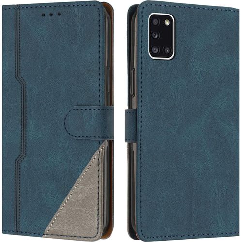 Kal-Coque Pour Samsung Galaxy A31, Housse Etui Portefeuille Cuir Multifonction, Fermeture Magnétique À Clapet Anti-Choc [Fonction Support] Flip Case Compatible Avec Samsung Galaxy A31 (Bleu)