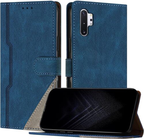 KAL-Étui Pour Samsung Galaxy Note 10 Plus, Housse En Cuir Pu Avec [Protection Antichoc Tpu] [Fonction Support] [Porte-Cartes ] Antichoc Magnétique Coque Pour Galaxy Note 10 Plus - Bleu