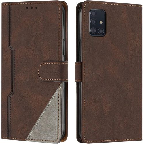 Coque Pour Samsung Galaxy A71 4g, Housse Etui Portefeuille Cuir Multifonction, Fermeture Magntique Clapet Anti-Choc [Fonction Support] Flip Case Compatible Avec Samsung Galaxy A71 4g (Marron)