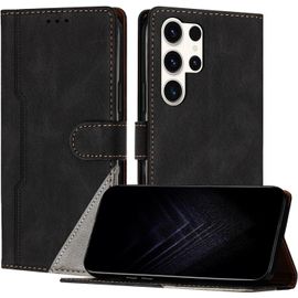 Kal-Étui Pour Samsung Galaxy S23 Ultra, Housse En Cuir Pu Avec [Protection Antichoc Tpu] [Fonction Support] [Porte-Cartes ] Antichoc Magnétique Coque Pour Galaxy S23 Ultra - Noir