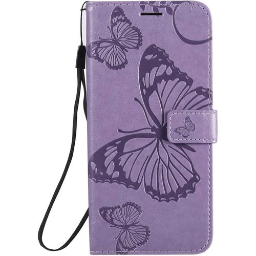 Eryi-Coque Pour Xiaomi Redmi Note 9 / Redmi 10x 4g, Papillon Imprimé Pu En Cuir Coque Magnétique Portefeuille Tpu Étui Housse Pour Xiaomi Redmi Note 9 / Redmi 10x 4g - Violet