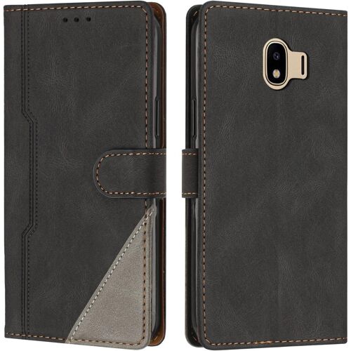 SJZG-Coque Pour Samsung Galaxy J4 2018, Housse Etui Portefeuille Cuir Multifonction, Fermeture Magnétique À Clapet Anti-Choc [Fonction Support] Flip Case Compatible Avec Samsung J4 2018 (Noir)