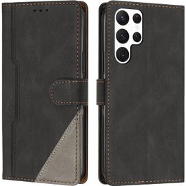 KAL-Coque Pour Samsung Galaxy S22 Ultra, Housse Etui Portefeuille Cuir Multifonction, Fermeture Magnétique À Clapet Anti-Choc Fonction Support Flip Case Compatible Avec Samsung S22 Ultra (Noir)