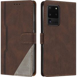 Kal-Coque Pour Samsung Galaxy S20 Ultra, Housse Etui Portefeuille Cuir Multifonction, Fermeture Magnétique À Clapet [Fonction Support] Flip Case Compatible Avec Samsung Galaxy S20 Ultra (Marron)
