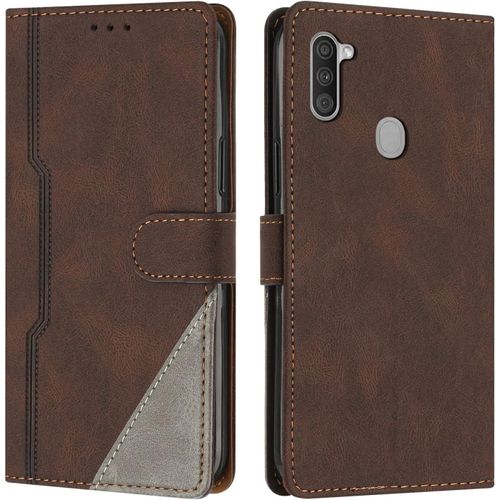 Coque Pour Galaxy A11, Housse En Cuir Pu Portefeuille, Etui De Protection A Rabat Magnetique Coque Pour Samsung Galaxy A11, Marron