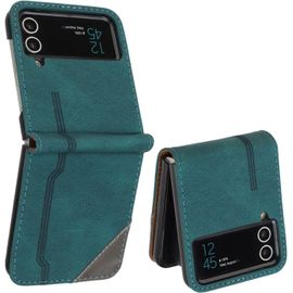Kal-Coque Pour Samsung Galaxy Z Flip 4, Housse Etui Cuir Multifonction, Fermeture Magnétique À Clapet Anti-Choc [Fonction Support] Flip Case Compatible Avec Samsung Galaxy Z Flip 4 (Vert)